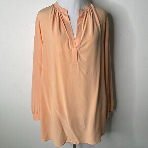 Lafayette 148 Women's Orange Cream V-Neck Long Sleeve Tunic Size Large/XL